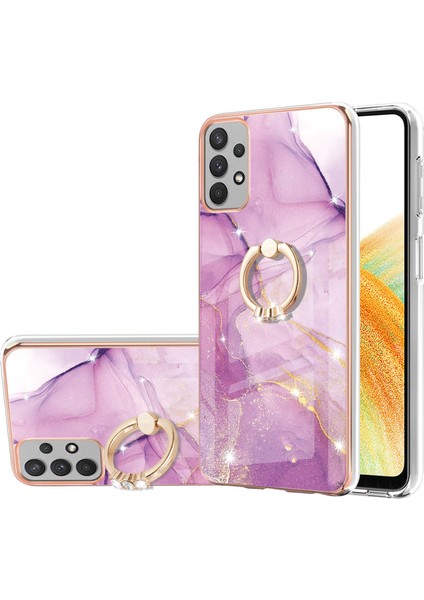 Samsung Galaxy A33 5g Mermer Desen Tpu Telefon Kılıfı Imd Elektrapan Kickstand Cover (Yurt Dışından)