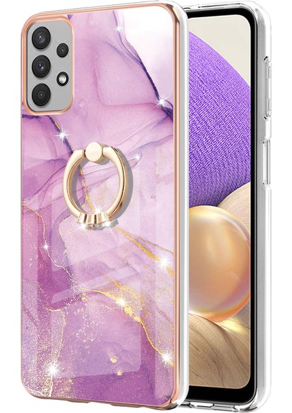 Samsung Galaxy A33 5g Mermer Desen Tpu Telefon Kılıfı Imd Elektrapan Kickstand Cover (Yurt Dışından)