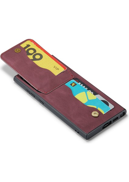 Samsung Galaxy S22 Ultra 5g Kart Yuvaları Deri + Tpu Telefon Kapağı Kickstand Case (Yurt Dışından)
