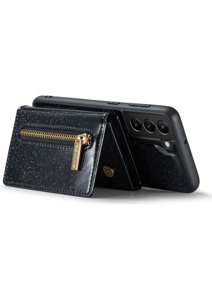 Samsung Galaxy S22 Plus 5g Glitter Bling Pu Deri Deri Manyetik Çıkarılabilir Kapak Pc+Tpu Kickstand Zipper Cep Cüzdan Telefon Kılıfı (Yurt Dışından) modelleri