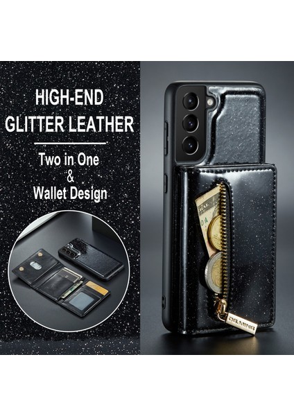 Samsung Galaxy S22 Plus 5g Glitter Bling Pu Deri Deri Manyetik Çıkarılabilir Kapak Pc+Tpu Kickstand Zipper Cep Cüzdan Telefon Kılıfı (Yurt Dışından) indirimleri