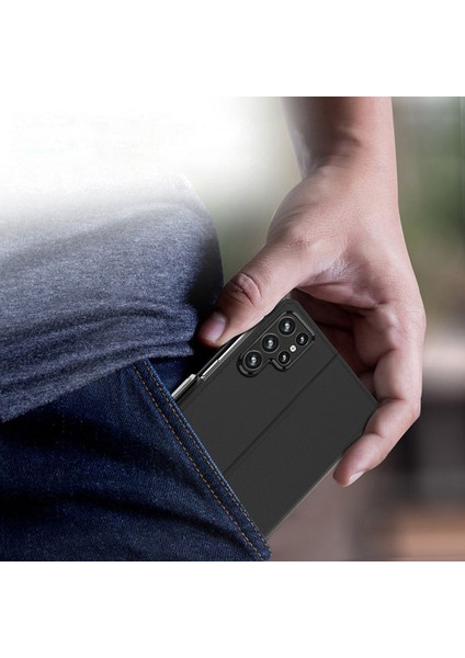 Samsung Galaxy S22 Ultra 5g Pu Deri Akıllı Telefon Kılıf Kartı Tutucu Stand Çift Manyetik Toka Anti-Drop Koruyucu Cep Telefonu Kapak Makyaj Aynalı (Yurt Dışından) fırsatları