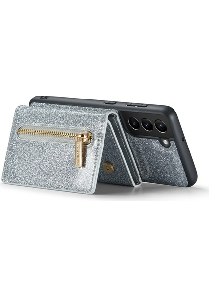 Samsung Galaxy S22 Plus 5g Glitter Bling Pu Deri Deri Manyetik Çıkarılabilir Kapak Pc+Tpu Kickstand Zipper Cep Cüzdan Telefon Kılıfı (Yurt Dışından) modelleri