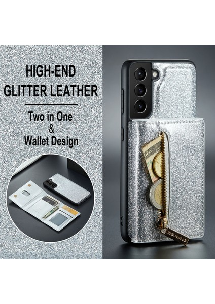Samsung Galaxy S22 Plus 5g Glitter Bling Pu Deri Deri Manyetik Çıkarılabilir Kapak Pc+Tpu Kickstand Zipper Cep Cüzdan Telefon Kılıfı (Yurt Dışından) indirimleri
