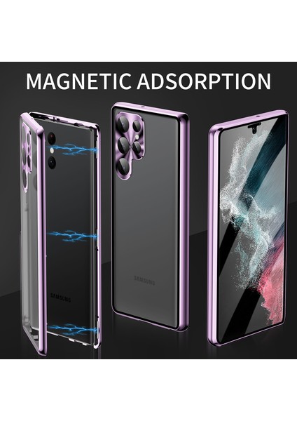 Samsung Galaxy S22 Ultra 5g Telefon Kılıfı Çift Taraflı Temperli Cam + Manyetik Metal Çerçevesi Kilit Tokalı (Yurt Dışından) fiyatları