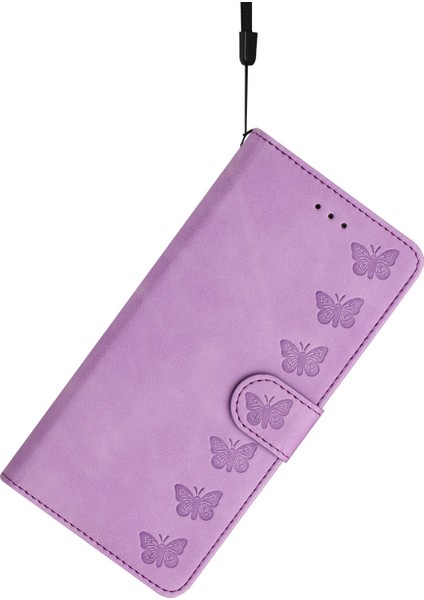 Samsung Galaxy S22 Plus 5g Stand Cüzdan Folio Flip Case Butterfly Baskılı Sıçrama Deri Deri Kapak (Yurt Dışından)