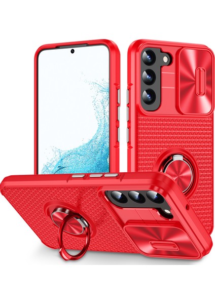 Samsung Galaxy S22 5g Pc+Tpu Kickstand Case Slayt Kamera Lens Koruyucu ile Telefon Kılıfı (Yurt Dışından)