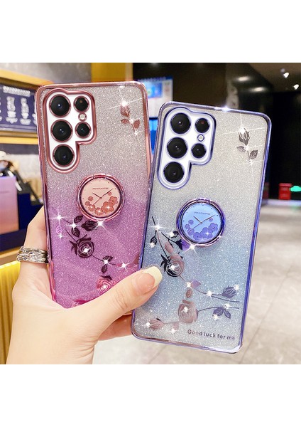 Samsung Galaxy S22 Ultra 5g Gradyan Glitter Toz Halkası Kickstand Tpu Koruyucu Kapak Telefon Geri Kılıf (Yurt Dışından) indirimleri