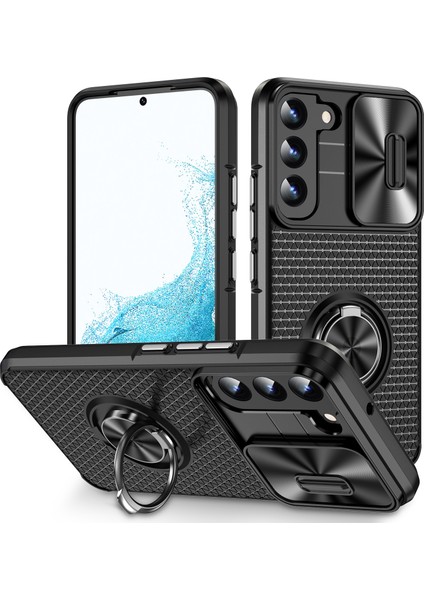 Samsung Galaxy S22 5g Pc+Tpu Kickstand Case Slayt Kamera Lens Koruyucu ile Telefon Kılıfı (Yurt Dışından)