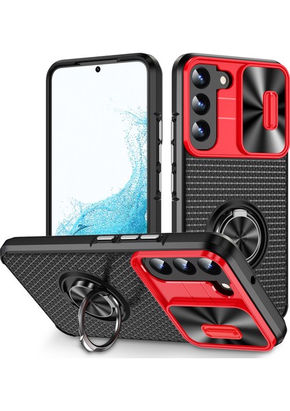 Samsung Galaxy S22 5g Pc+Tpu Kickstand Case Slayt Kamera Lens Koruyucu ile Telefon Kılıfı (Yurt Dışından)