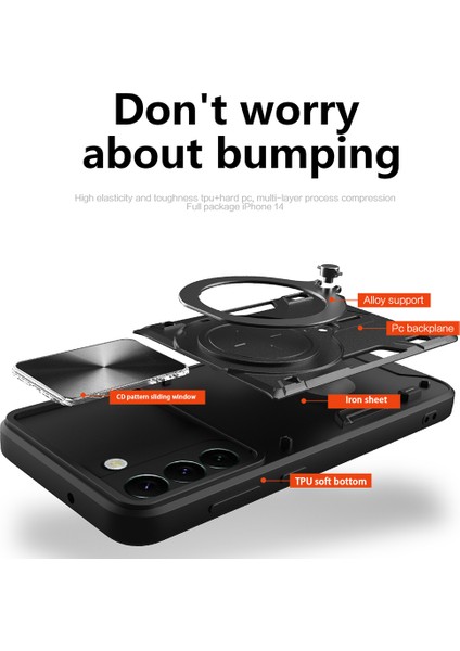 Samsung Galaxy S22 5g Döner Kickstand Sırt Kapak Pc + Tpu Slayt Kamera Kapağı ile Telefon Kılıfı (Yurt Dışından) fırsatları