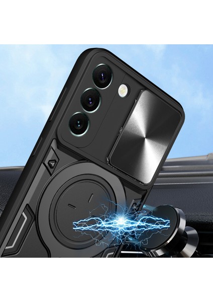 Samsung Galaxy S22 5g Döner Kickstand Sırt Kapak Pc + Tpu Slayt Kamera Kapağı ile Telefon Kılıfı (Yurt Dışından) indirimleri