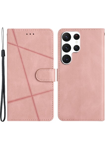 Samsung Galaxy S22 Ultra 5g Pu Deri Deri Flip Telefon Kılıfı Baskalı Çizgiler Stand Manyetik Toka Cüzdan Kapağı Kayış (Yurt Dışından)