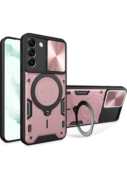Samsung Galaxy S22 5g Döner Kickstand Sırt Kapak Pc + Tpu Slayt Kamera Kapağı ile Telefon Kılıfı (Yurt Dışından)