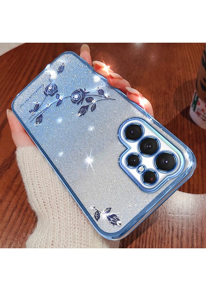 Samsung Galaxy S22 Ultra 5g Anti-Shock Anti-Shitter Tozu Esnek Tpu Cep Telefon Kapağı Çiçek Desen Dekor Rhinestone Telefon Kılıfı Kabuk (Yurt Dışından) fiyatları