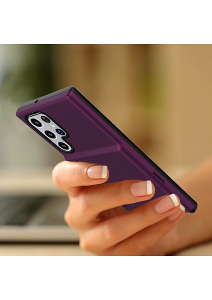Samsung Galaxy S22 Ultra 5g Kickstand Pc + Tpu Kapak Ile Telefon Kavramı, Kart Tutucu (Yurt Dışından)