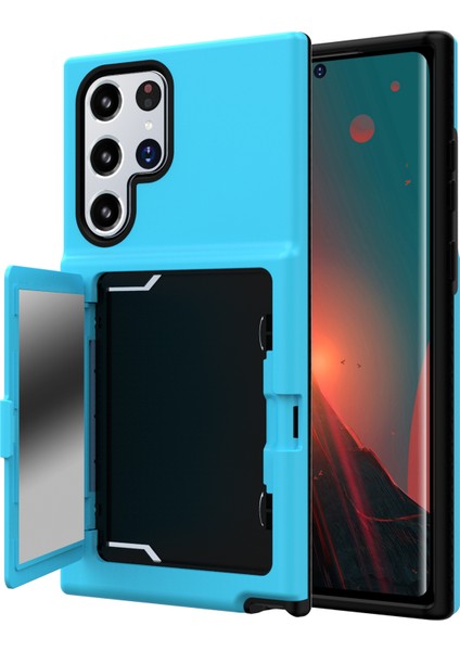 Samsung Galaxy S22 Ultra 5g Kickstand Pc + Tpu Kapak Ile Telefon Kavramı, Kart Tutucu (Yurt Dışından)