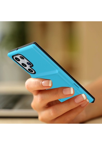 Samsung Galaxy S22 Ultra 5g Kickstand Pc + Tpu Kapak Ile Telefon Kavramı, Kart Tutucu (Yurt Dışından)