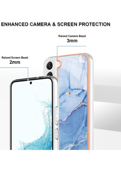 Samsung Galaxy S22 5g Elektrokaplama Çerçevesi Tpu Kapak 2.0mm Imd Mermer Desen Anti-Çizelge Cep Telefonu Kılıfı (Yurt Dışından) fırsatları