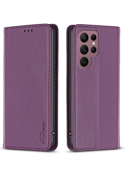 Samsung Galaxy S22 Ultra 5g Pu Deri Telefon Kapak Kartı Tutucu Stand Gizli Manyetik Adsorpsiyon Kutusu (Yurt Dışından)