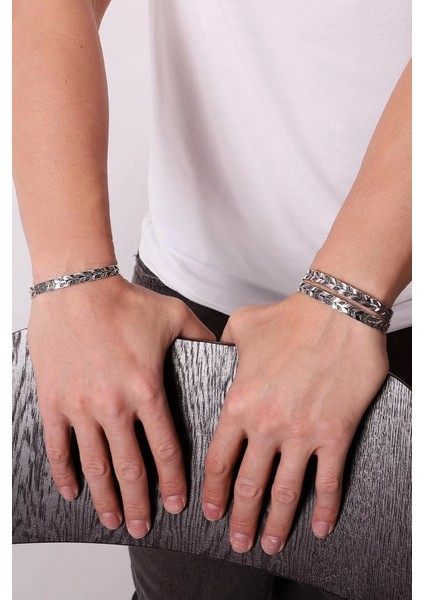 925 Ayar Şık Gümüş Kelepçe Bileklik - Silver fiyatları