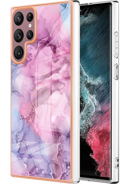 Samsung Galaxy S22 Ultra 5g Tpu Telefon Kılıfı 2.0mm Elektrapılaşma Mermer Deseni Imd Koruyucu Arka Kapak (Yurt Dışından)