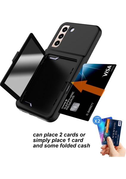 Samsung Galaxy S22 5g Kart Tutucu Kickstand Case Kalınlaştırılmış Pc + Tpu Telefon Kapağı Ayna (Yurt Dışından) fiyatları