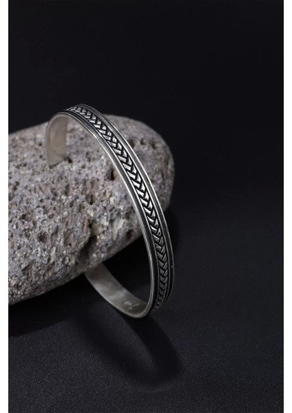 925 Ayar Motifli Gümüş Kelepçe Bileklik - Silver modelleri