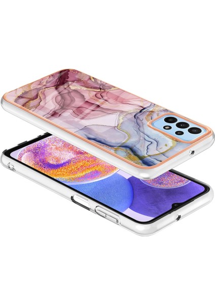 Samsung Galaxy A33 5g Imd Mermer Desen Şok Geçirmez Telefon Kasası Elektraplama Çerçevesi 2.0mm Yumuşak Tpu Kapağı (Yurt Dışından)