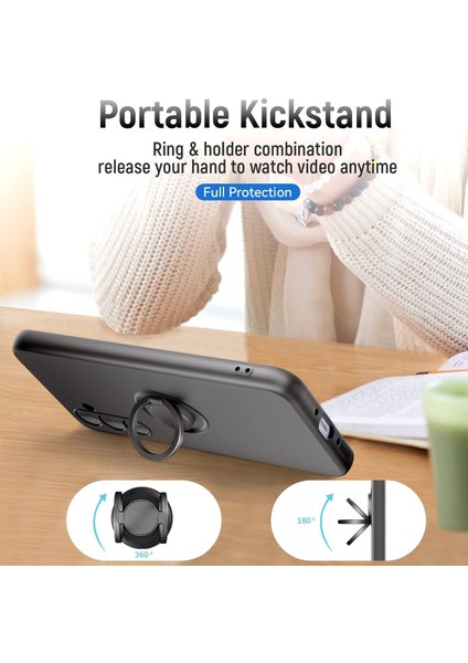 Samsung Galaxy A54 5g Kickstand Sıvı Silikon Telefon Kılıfı 2.5d Ark Kenar Temperli Cam Ekran Film (Yurt Dışından) fırsatları