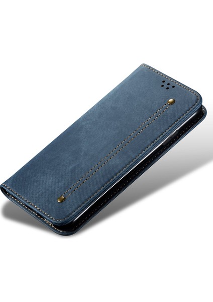 Samsung Galaxy M14 Telefon Kılıfı Kapak Kot Ceza Dokusu Stand Flip Shell Pu Deri Cüzdan (Yurt Dışından)