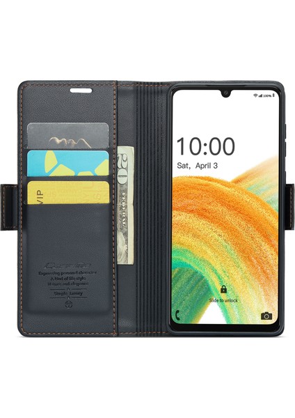 Samsung Galaxy A33 5g Pu Deri Cüzdan Telefon Kılıfı Standı Rfıd Blowantıon Litchi Doku Manyetik Kapak (Yurt Dışından)