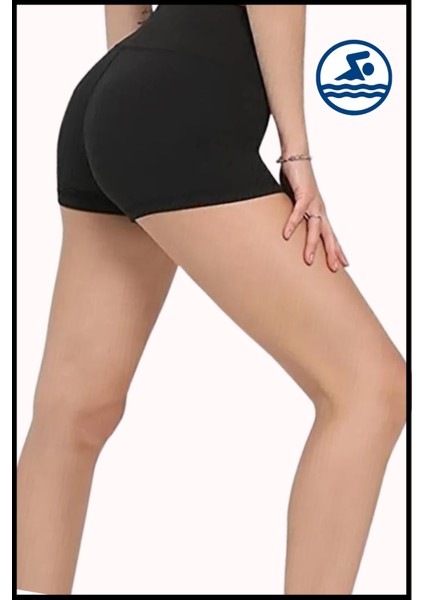 Missmaral Kadın Siyah Deniz Havuz Şortu Yüksek Bel Mevsimlik Günlük Kullanıma Uygun 1080