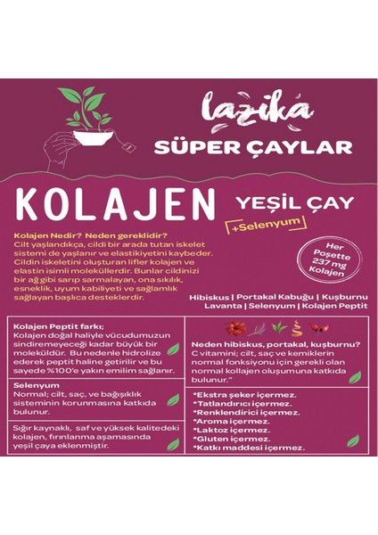 Kolajen Piramit Poşet Yeşil Çay 3 x 18 Poşet modelleri