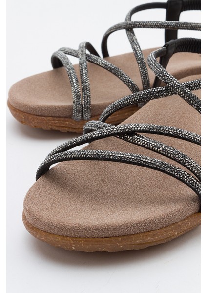 Ever Siyah Taşlı Kadın Sandalet modelleri