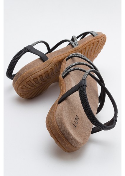 Ever Siyah Taşlı Kadın Sandalet fırsatları