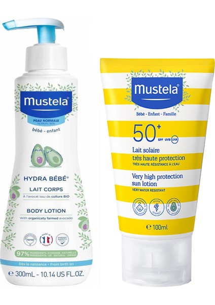 Tüm Aile İçin Spf 50+ Güneş Losyonu 100 ml + Mustela Hydra Bebe Vücut Losyonu 300 ml