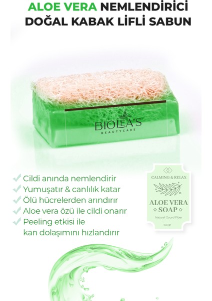 Biolea’s Doğal Kabak Lifli Nemlendirici Aloe Vera Sabun 110 gr