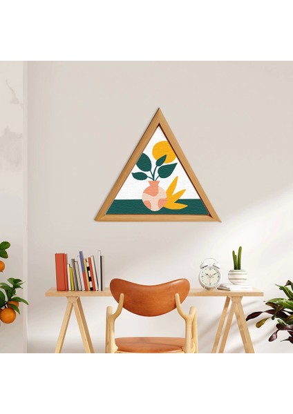 Sayılarla Minimalist Ahşap Çerçeveli Hobi Tablo Setleri 27 x 31 cm Tuval Şasesine Gerili Üçgen Saksıdaki Bitki