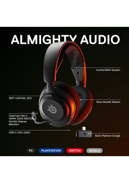 Steelseries Arctis Nova 4 Kablosuz Çoklu Platform Oyun Kulaklığı