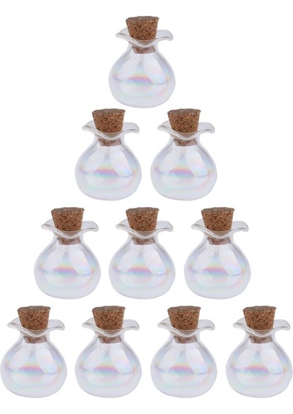 10X Minyatür Cam Şişeler Mantar Stopper Depolama Kolye ile Flakon Renkli Ahşap Fiş (Yurt Dışından)