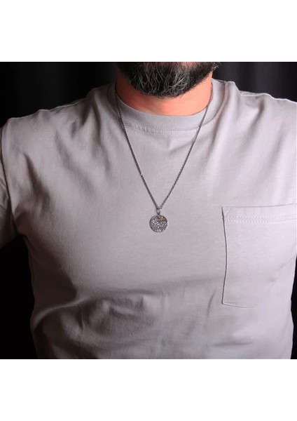 925 Ayar Gümüş Mitolojik Eski Para Erkek Kolye