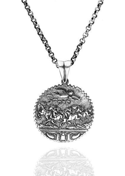 925 Ayar Gümüş Mitolojik Eski Para Erkek Kolye fiyatları