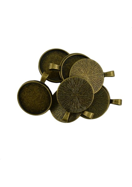 10 Adet Yuvarlak Çerçeve Tepsi Bağlayıcı Cabochon Ayarı Çerçevesi Kolye Tepsi 25MM Antik Bronz (Yurt Dışından)