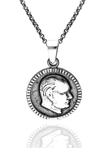 925 Ayar Gümüş K.atatürk Siluetli Kolye