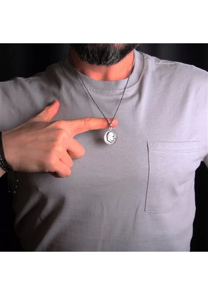 925 Ayar Gümüş K.atatürk Siluetli Kolye fiyatları