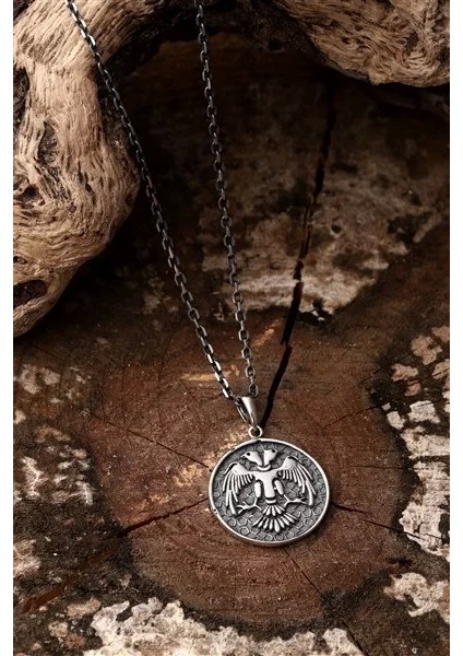 925 Ayar Gümüş Selçuklu Kartalı Erkek Kolye