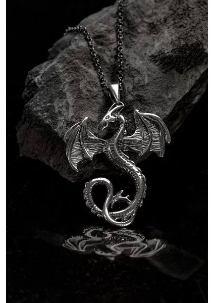 925 Ayar Gümüş Dragon Ejderha Model Erkek Kolye fiyatları