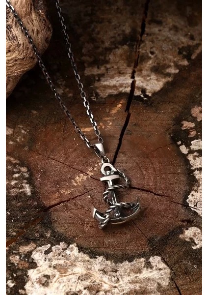 925 Ayar Gümüş Gemi Çapası Denizci Erkek Kolye