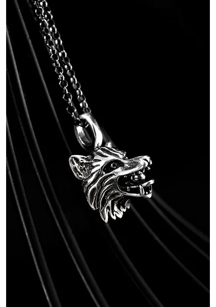 925 Ayar Gümüş Kurt Kafası Erkek Kolye modelleri